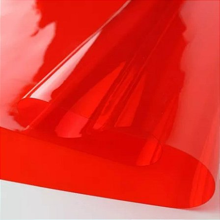 Plástico Cristal Transparente 0,20mm Neon Vermelho 1,40x1,00m - por metro