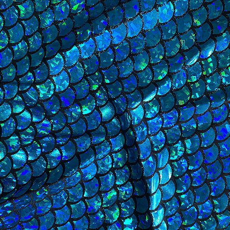 Tecido Sereia Malha Holográfica Azul 1,45m - Para Fantasias e Saias