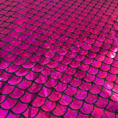 Tecido Sereia Malha Holográfica Rosa 1,45m - Para Fantasias e Saias
