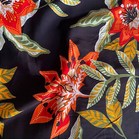 Tecido Estampado 100% Viscose Preta Floral 1,45m - Tecidos exlusivos para  seus artesanatos! Cortinas e persianas sob medida para a sua casa!