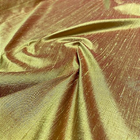 Tecido Seda Pura Dourado - Cor 13 - 1,40x1,00m Para Decorações de Casa