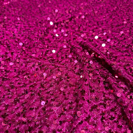 Tecido Veludo Bordado com Paetê Pink 1,50x1,00m Para Vestidos de Festa