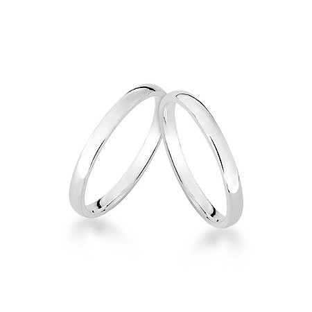 Par de Alianças em Prata 950 Polida Abaulada