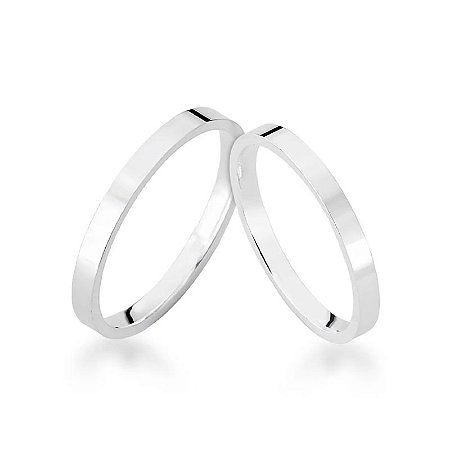 Par de Alianças de Prata 950 Polida Quadrada