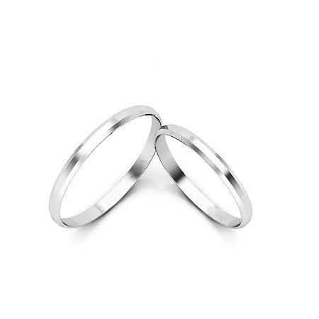Par de Alianças em Prata 950 Polida Chanfrada