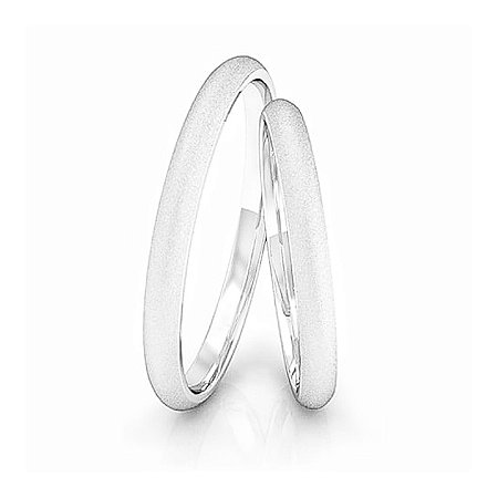 Par de Alianças de Prata 950 Fosco Diamantada Abaulada