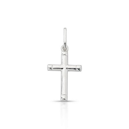 Pingente de Prata Cruz Lisa com Detalhes