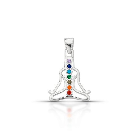 Pingente de Prata Yoga com Zircônias Coloridas