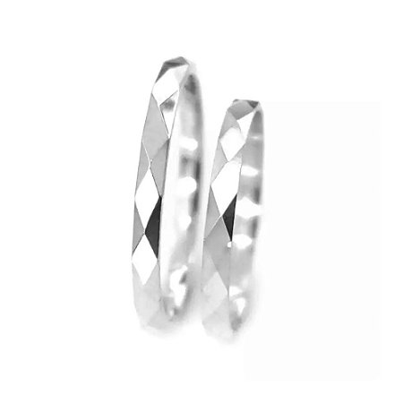 Par de Alianças de Prata 950 Polida Facetada