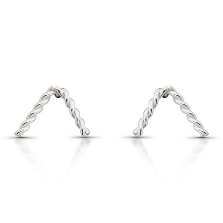 Brinco de Prata Geométrico V Fio Torcido