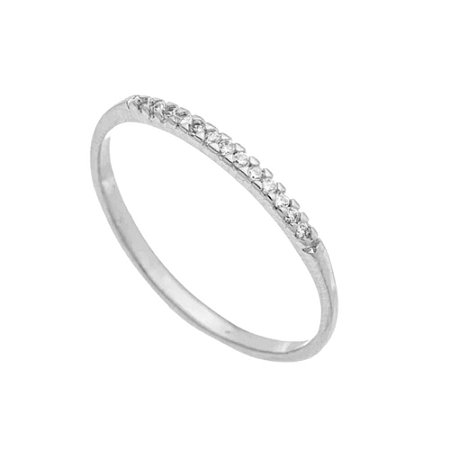Anel de Prata Meia Aliança Zircônia 1mm