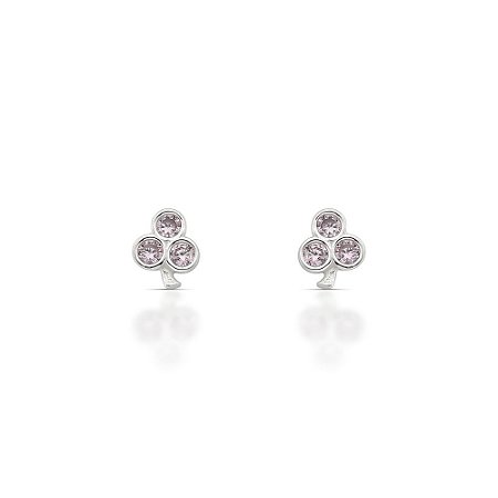 Brinco de Prata Uvinha de Zircônias Rosa