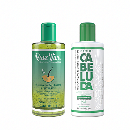 Raiz Viva shampoo e Projeto Cabeluda condicionador