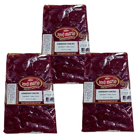 Goiabada Cascão 500g Vovô Mário em Tablete - Produto com Açúcar Kit 3 unidades