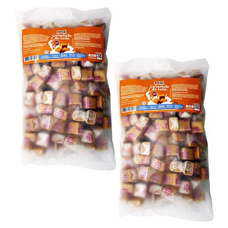Caramelo de Leite Diet Hué (Sem Adição de Açúcares) Sem Glúten Pacote 1KG​ Kit 2 unidades