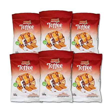 Bala Toffee Caramelo de Leite Zero Hué (Sem Adição de Açúcares) Sem Glúten Pacote 100g Diet Kit com 6 unidades