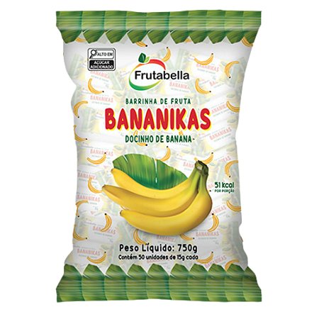 Bananikas Frutabella Doce de Banana Bananada Pacotão 750g (50 unidades de 15g)