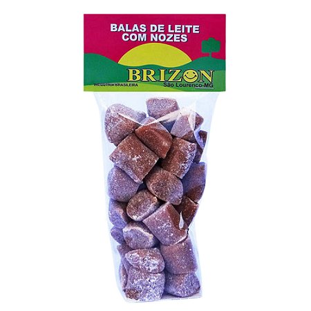 Bala de Leite com Nozes com Açúcar 100g sem Glúten Balas e Caramelos Brizon