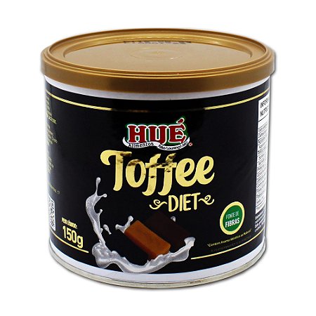 Bala Toffee Misto Diet Hué 150g com os sabores Café, Leite e Chocolate "Latinha Presente"