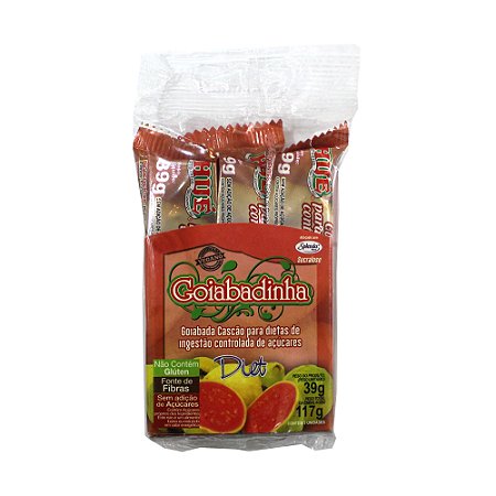 Goiabadinha Diet Hué (Sem Adição de Açúcares) Vegano Sem Glúten Sem Lactose 117g (com 3 unidades de 39g)