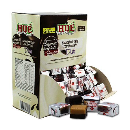 Bala de Caramelo de Leite com Chocolate Diet Hué (Sem Adição de Açúcares) Sem Glúten Display 700g