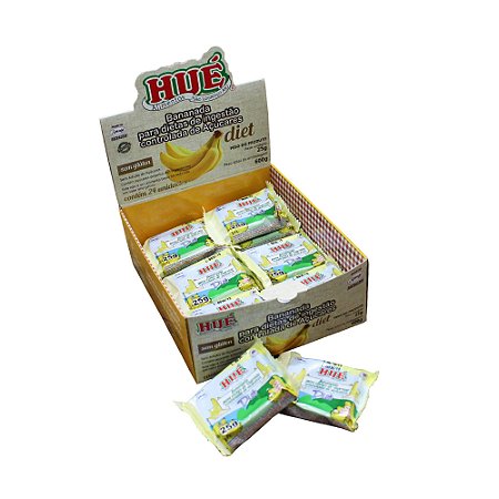 Display Bananada Diet Hué (Sem Adição de Açúcares) Vegano Sem Glúten Sem Lactose 600g (com 24 Tabletinhos de 25g)