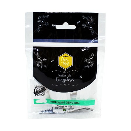Balas de Gengibre e Própolis 22g Zero Adição de Açúcares Apiário Flor de Mel