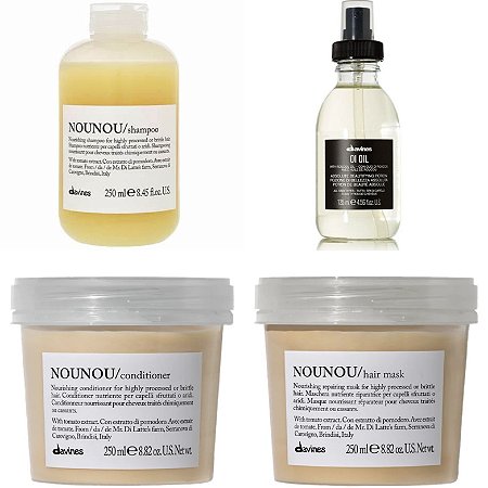 Davines Shampoo + Condicionador + Hair Mask Nounou + Oi Oil
