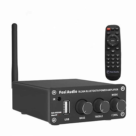 Amplificador de Caixa de Som / Pré Fosi BL20A Bluetooth Stereo Class D 100W