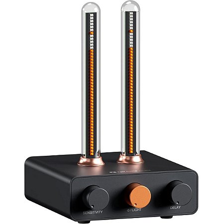 Luz Ritmica Fosi AH-01A VU Meter Visualizador Musical RGB com Microfone e 32 LEDs para Som e Ambiente HiFi