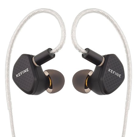 Fone de Ouvido KEFINE Klean Preto IEM 3.5mm Driver Dinâmico 10mm DLC Cabo Destacável 0.78mm 2-Pin