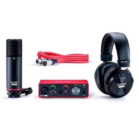 Kit Interface Focusrite Solo 3º geração com Fone e Microfone