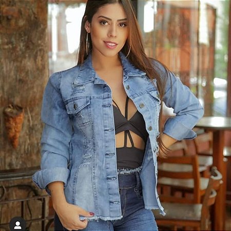 jaqueta feminina jeans destroyed
