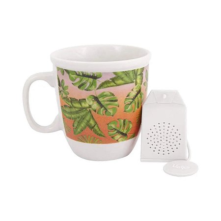 Caneca Charme Com Infusor Folhagens - Uatt