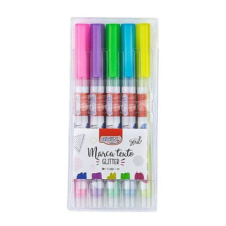 Marca Texto Glitter Com 5 Un - BRW