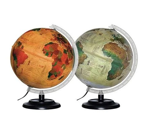 Globo Terrestre Histórico Led Branco Base Ferro 30cm - Libreria