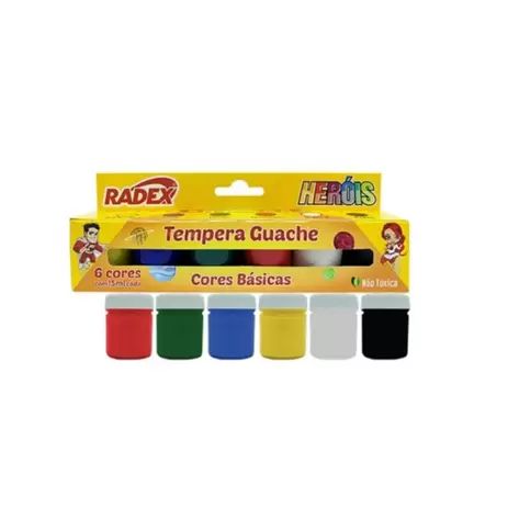 Tinta Guache Com 6 Cores 15ml - Radex
