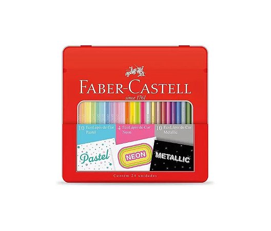 Ecolápis 24 Cores Pastel / Neon / Metálico - Faber Castell