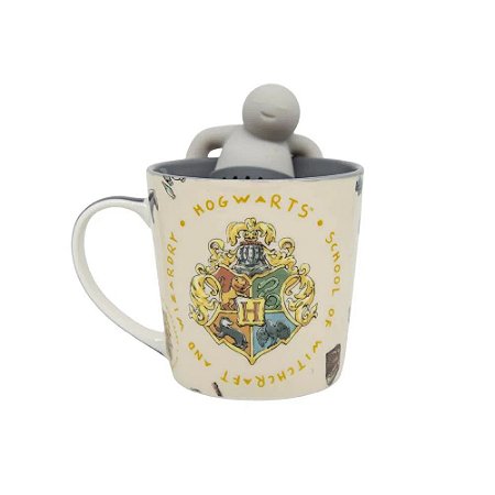 Caneca Com Infusor Para Chá Hogwarts Ícones 350ml - Zona Criativa