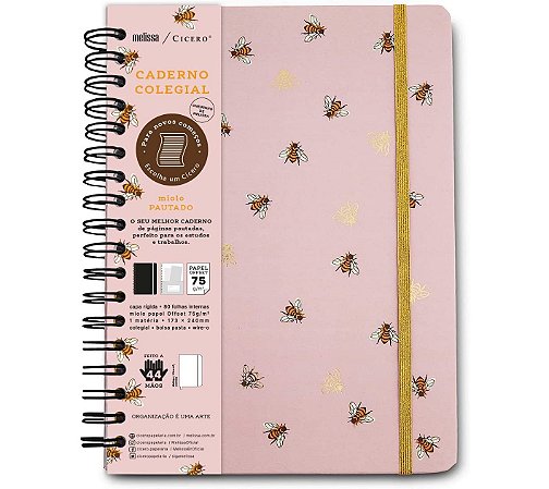 Caderno Espiral Pautado Melissa Colmeia 17x24cm - Cícero