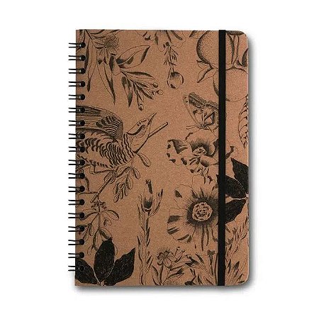 caderno Espiral Pautado Kraft Botânica 17x24cm - Cícero