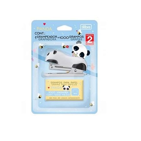 Kit Grampeador Panda 12 Folhas - Tilibra