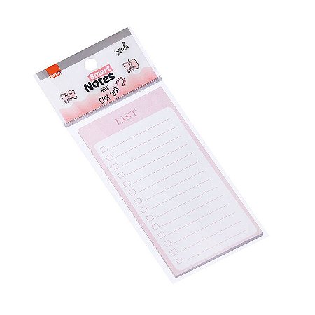 Bloco Smart Notes Rosa Pautado Base Imã 60x120mm - Brw