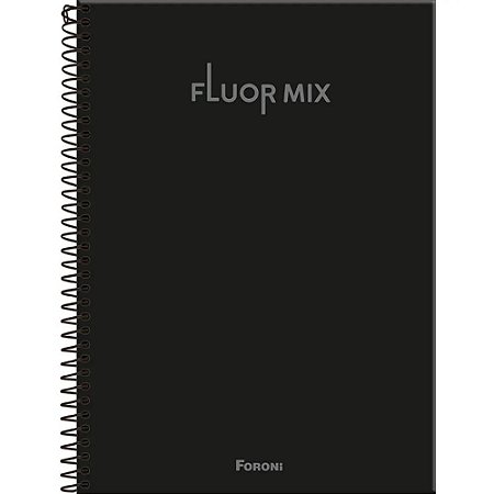 Caderno Universitário Fluor Mix Preto 80 Folhas - Foroni