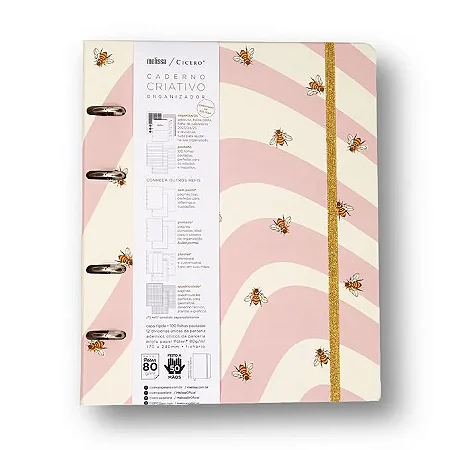 Caderno Criativo Argolado Organizador Caminho das Abelhas Melissa 17x24 - Cicero