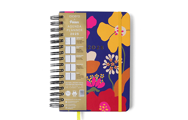 Agenda Planner Wire-o 2025 Pólen Diária A5 Aromas Azul - Cicero