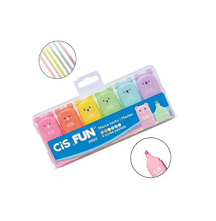 Kit Marca Texto Fun Mini 6 Cores - Cis