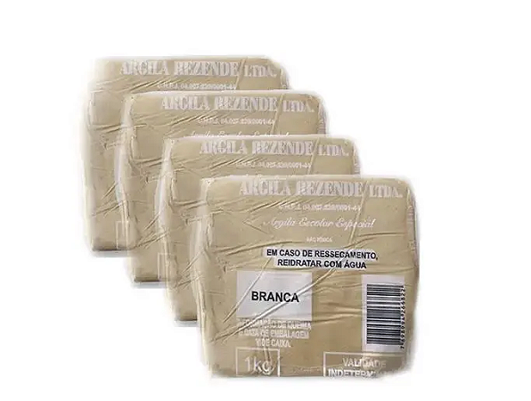 Argila Escolar Branca 1kg -  Rezende