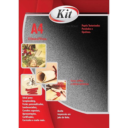 Papel A4 Perolado Preto 120g - Kit