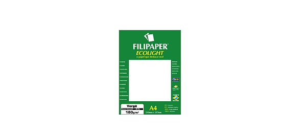 Papel A4 Vergê Branco Ecolight 180g. - Filiperson
